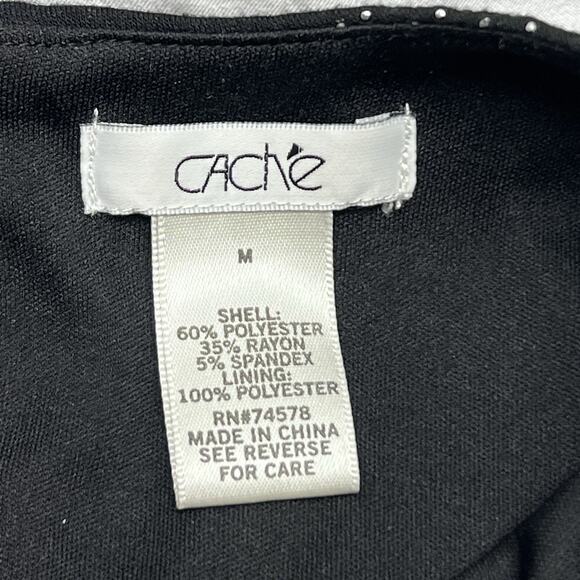 Vintage Cache Sleeveless High Neck Top Black Silver Studded Stripe Size M Y2K - Picture 4 of 7